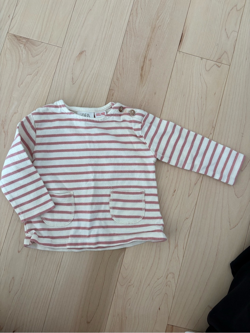 Zara Pink & White Striped Long-Sleeve Top for Kids